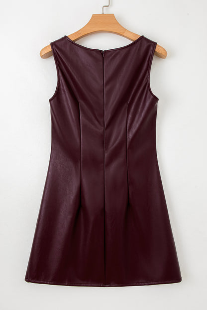 Black Vegan Leather Sleeveless Mini Dress