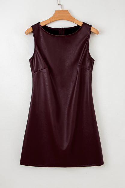 Black Vegan Leather Sleeveless Mini Dress
