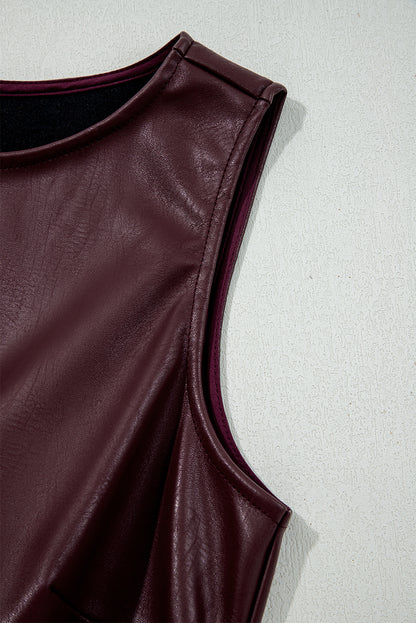 Black Vegan Leather Sleeveless Mini Dress