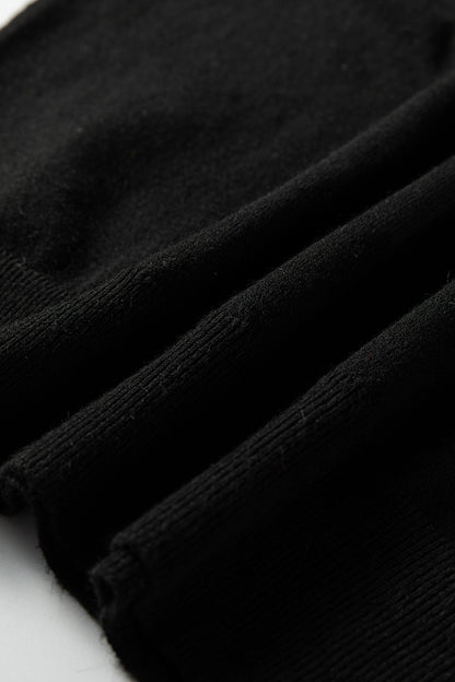 Black Contrast Striped Trim V Neck Varsity Sweater